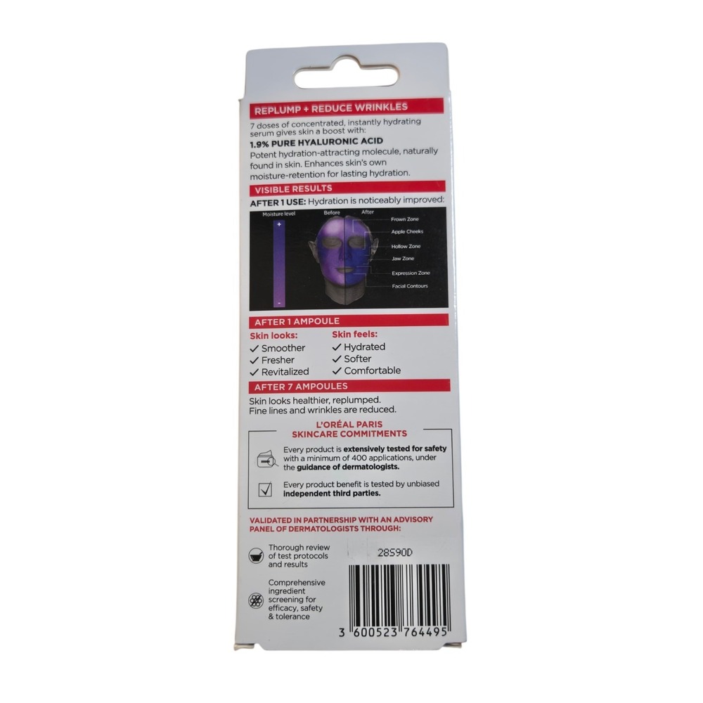 L'Oreal Paris Revitalift Derm Intensives 1.9% Hyaluronic Acid 7 Ampoules NEW - Picture 2 of 2